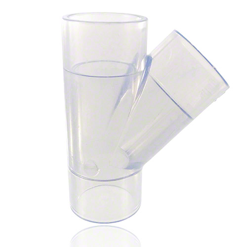 PVC U Transparent T-St&uuml;ck 45&deg; in Zoll Abmessung