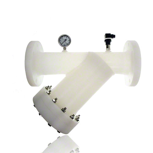 Schr&auml;gsitzschmutzf&auml;nger aus PVDF mit EPDM Dichtungen