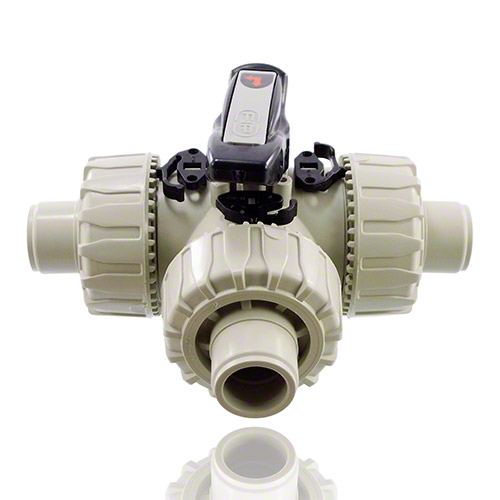 PP Kugelhahn 3-Wege, T-Bohrung, Schwei&szlig;stutzen, EPDM