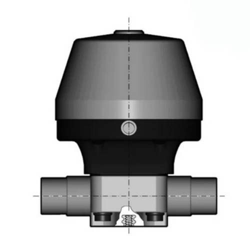 PVDF 2/2-Wege-Membranventil, Ausf&uuml;hrung Schwei&szlig;stutzen, NC, PTFE/EPDM, Typ 485