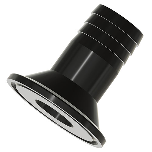 TRI-Clamp mit Anschlu&szlig; Schlaucht&uuml;lle, aus PE-el elektrisch leitf&auml;hig